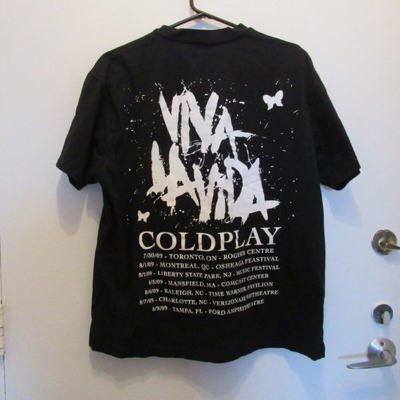 Coldplay T-Shirts Lot of 2 Viva La Vida 2009 Tour Blurred Man Black Size Medium - Picture 10 of 11